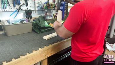 Rich MILF gets CREAMPIED by a construction worker in the garage - 1 image