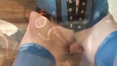 Fucking in shiny latex lingerie and high heel - 3 image