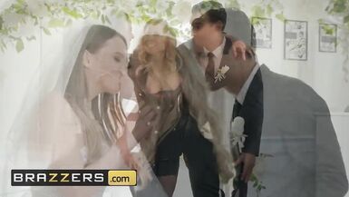 Brazzers - Le mari et la future mariée se font enseigner par une milf chaude dans un plan à trois avant le mariage.