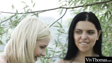 beautiful blonde eats brunettes wet pussy before getting finger-banged - 12 image