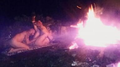 Screwing my brothers wife by the camp fire - 1 image