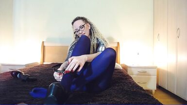 Ultra Blue pantyhose seduction from BadAssBitch - 10 image