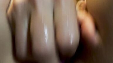 close up view of a wet pink pussy getting pissed on - 11 image