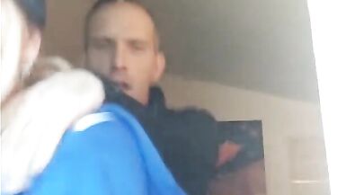 Foot job to rough hard anal before work