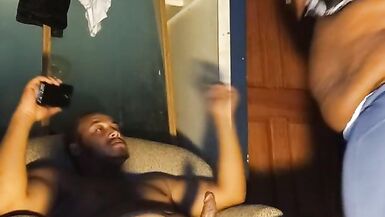 Ebony bbw cougar suck and lick inexperienced dick n ass ride it too cum see must watch good pussy - 7 image