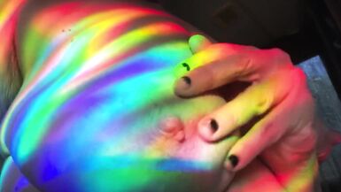 Feverish cougar pussy felt hotter than ever, sensual rainbow dance for you!  - 13 image