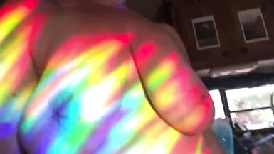 Feverish cougar pussy felt hotter than ever, sensual rainbow dance for you!  - 15 image