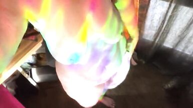 Feverish cougar pussy felt hotter than ever, sensual rainbow dance for you!  - 3 image