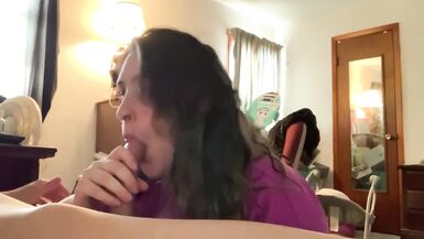 TWO HANDS AND LICKING CUM OFF BALLS BEFORE STEPMOM GETS HOME - 15 image