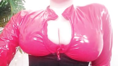 Red PVC Catsuit Vinyl Fetish, FemDom POV Dirty Talk Humiliation - 5 image
