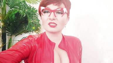 Red PVC Catsuit Vinyl Fetish, FemDom POV Dirty Talk Humiliation - 7 image