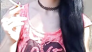 Ciggy in yard public sfw smoking milf - 2 image