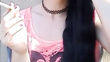 Ciggy in yard public sfw smoking milf - 6 image