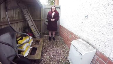 Chubby redhead in the Yard in Ankle boots and coat - 11 image