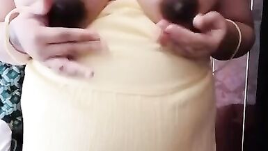 Pregnant wife milking her Asian boobs - 14 image