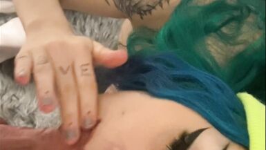 Pregnant emo chick gets cum on her face as reward - 3 image