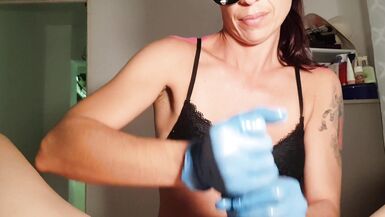 Handjob with latex gloves - 14 image