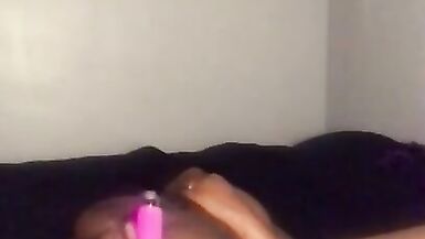 Master bating with toy