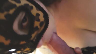 POV BIG TITTED MILF in a mask Licking & Sucking a Cock - 9 image