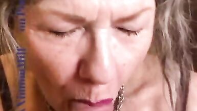 Oral Creampie Mature Sexy Cougar Blue Eye Contact POV Sensual BJ Deepthroat CIM - 5 image