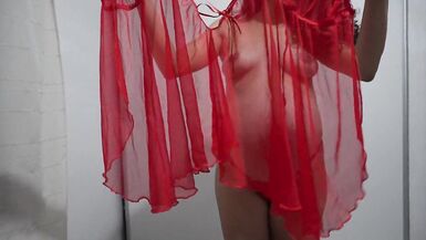 Pregnant MILF trying on BabyDolls - 2 image