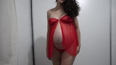Pregnant MILF trying on BabyDolls - 5 image