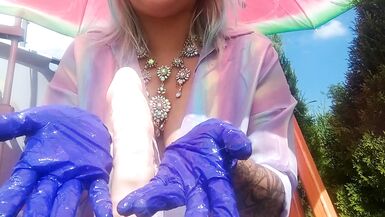 I will rub your cock in latex with oil