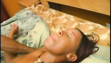 Hot ebony floozie with red hair gets her twat polished - 5 image
