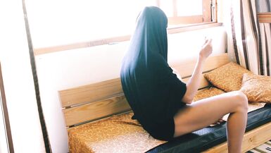 Crazy BBW Arab Hijabed Amateur Girl Loves To Smoke Showing Tight Ass - 14 image
