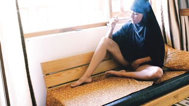 Crazy BBW Arab Hijabed Amateur Girl Loves To Smoke Showing Tight Ass - 8 image