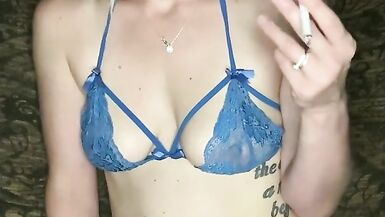 Smoking History in Blue Lingerie - 14 image