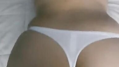 Bubble Butt Latina is Fucking in White Thong - 5 image