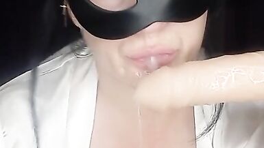 Sloppy wet pussy sucking long dildo - 13 image