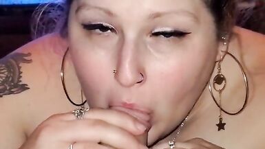 Sexy eyes giving blowjob with deepthroat. - 10 image
