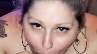 Sexy eyes giving blowjob with deepthroat. - 5 image