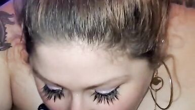 Sexy eyes giving blowjob with deepthroat. - 7 image