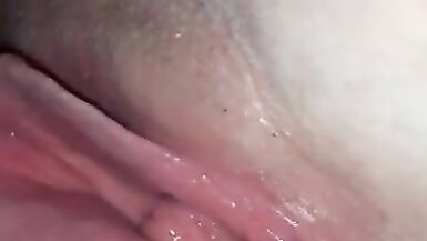 40 year old Milf tied up and creampied after being set free close up of her pierced creampied pussy.