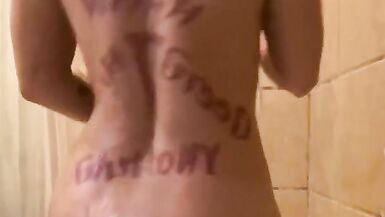 plays and dances in hot steamy shower while waits in the other room  - 11 image