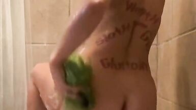 plays and dances in hot steamy shower while waits in the other room  - 6 image