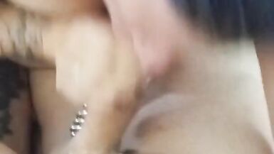 Tattooed Chick Worshipping Pierced Cock POV - 10 image