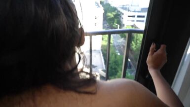 Balcony Sex and Blowjob in Busy Downtown He Cums All Ovr my Face so I Wave to Neighbors Facialized - 14 image