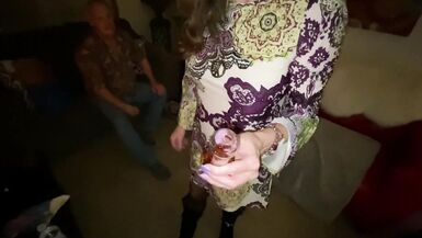 Cuckold wearing PINK lipstick Sucks Bull's Cock... Agness - 4 image