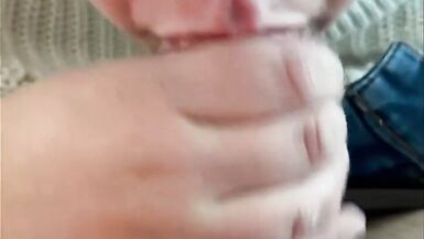 On her knees, taking it down her throat  and swallow. - 9 image
