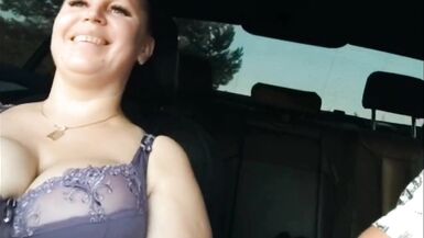 Russian beauty with big tits pays for a taxi, sex with cancer on the hood of a car - 6 image