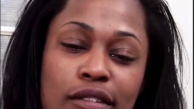 Black slut is giving blowjob and getting dogystyle banging - 1 image