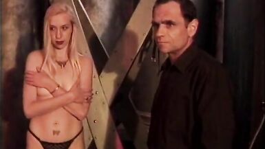 Sexy blonde is bound in red and has clamps applied by sadist - 4 image