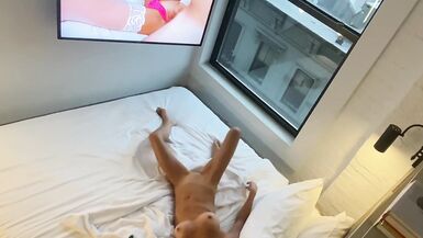 MILF Masturbates in NYC Window & Watches Porn Video to Get HOT - Red Heart Locket - 4 image