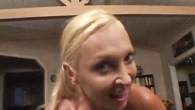 Skinny blonde takes black dick doggy style - 6 image