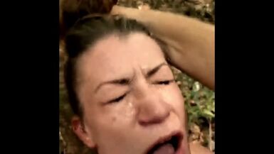 Deepthroat gagging slut wife spit on cum swallow - 1 image