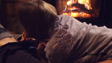 Sex by Fireplace from Real Couple BonnieAlex. - 2 image